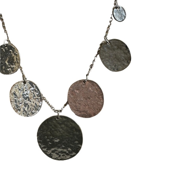VCLM Hammered Disk Silver Necklace - Picture 3 of 7